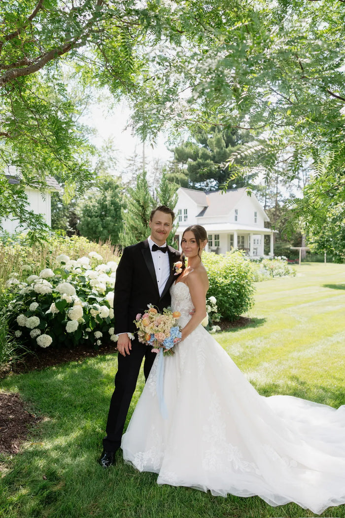 Real Bride Maria's Coastal Chic Minnesota Farm Wedding in the MALI Gown | Eddy K Bride