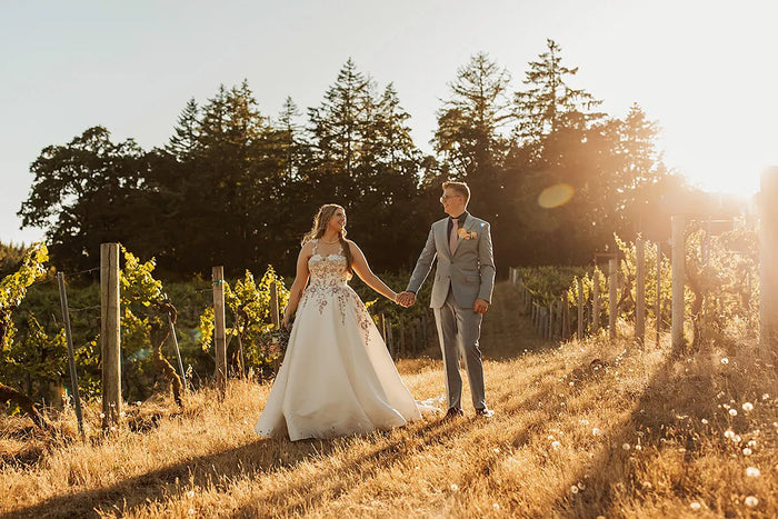 Real Bride Charity's Vineyard Wedding in the BLUME Floral Ball Gown | Eddy K Bride