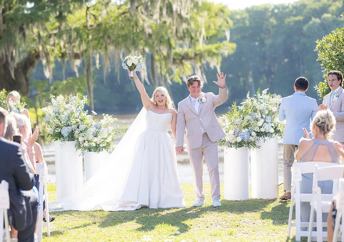 Real Bride Allison's Baby Blue Low Country Wedding in the ELOWYN Gown | Eddy K Bride