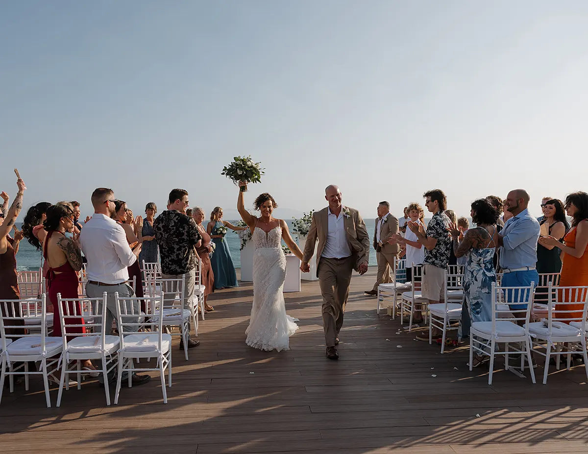 Real Bride Clara's Tropical Mexico Beach Wedding in the SAMIRA Gown | Eddy K Bride