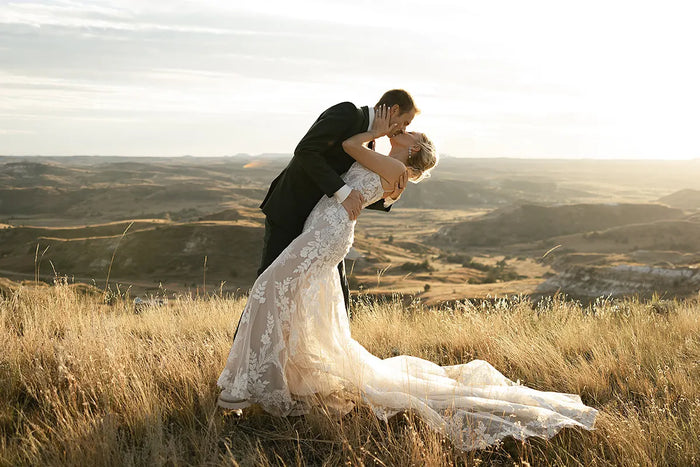 Real Bride Kacey's North Dakota Badlands Wedding in the JOANNA Gown | Eddy K Bride