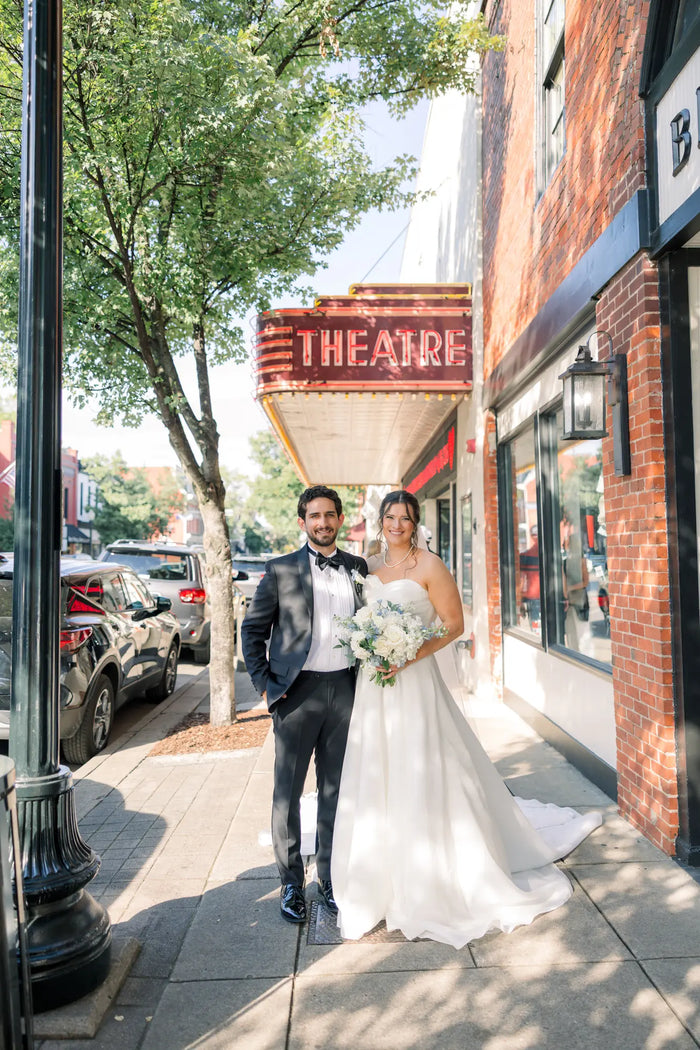 Real Bride Taylor's Blue Florals Wedding in the TEAGAN Gown | Eddy K Bride