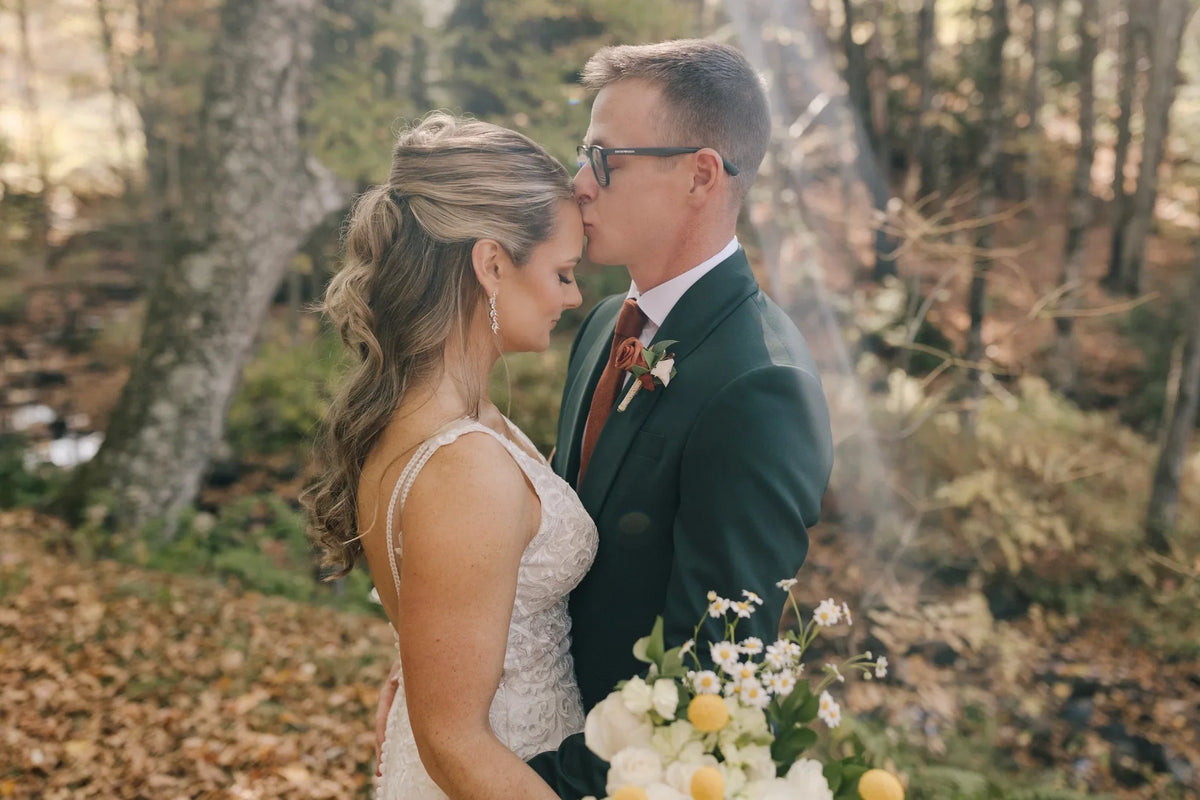 Real Bride Sarah's Fall Vermont Wedding in the RAVEN Gown | Eddy K Bride