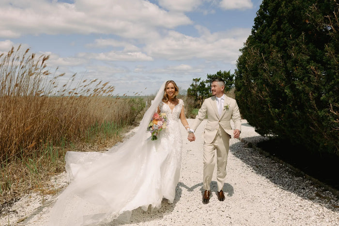 Real Bride Kayla's Coastal Spring Wedding in the LILLIAN Gown | Eddy K Bride